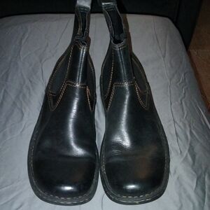 Born Black Leather Boots with Contrast Stitching